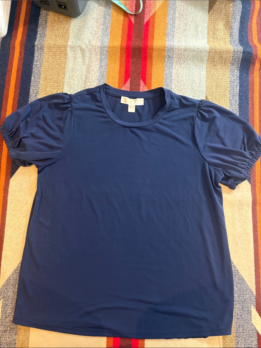 Michael Kors Navy Puff Sleeve Short Sleeve Tee - ladies